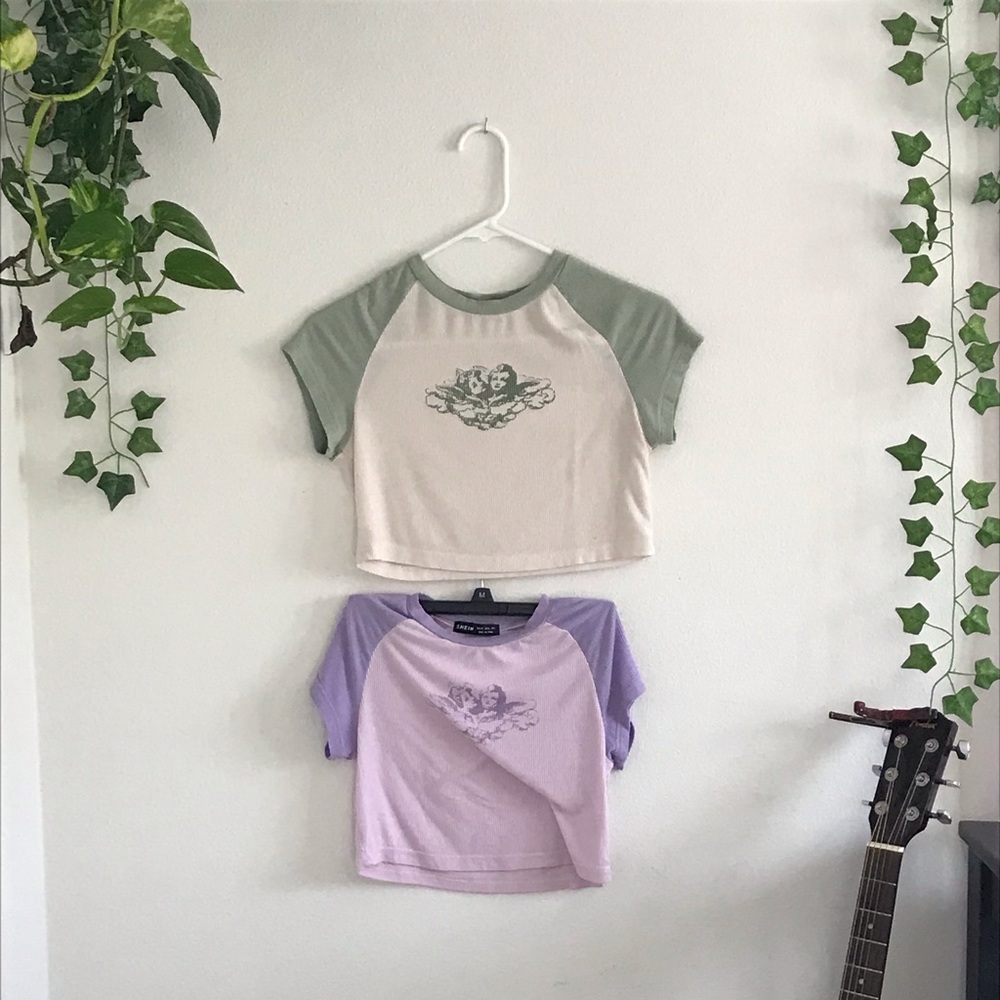 Angel green and purple crop top pack